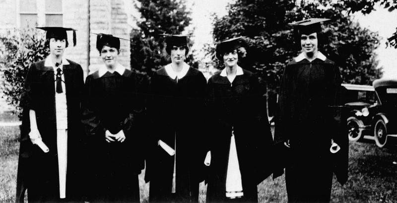 black and white photo of female graduates from 1925