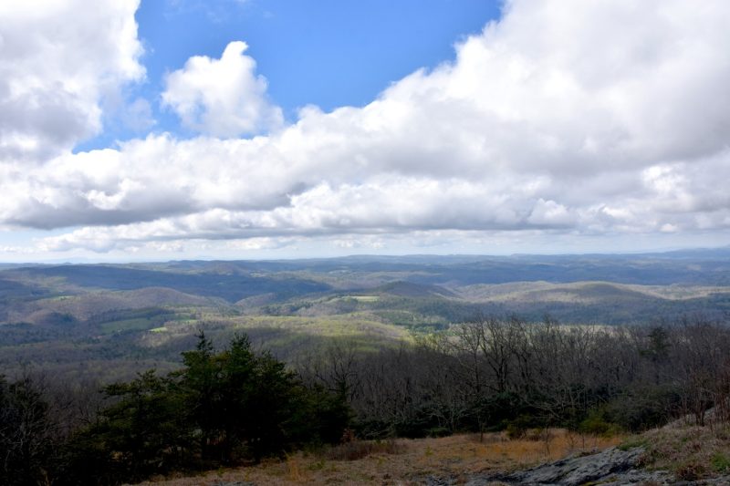 mountain top view of partly cloudy day