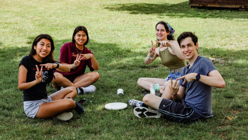 Virginia Tech students hang out on campus during Welcome Week.