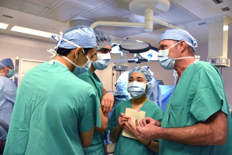 Students inside operating room